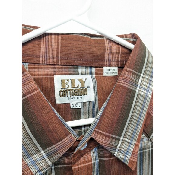 Ely Cattleman Western Shirt Mens XXL Red Plaid Pearl Snap Pockets Cowboy - Picture 6 of 7